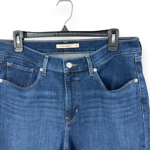 Levi's Women's Classic Straight Dark Wash Jeans Size 31 Stretch Denim Pants EUC - Picture 2 of 7